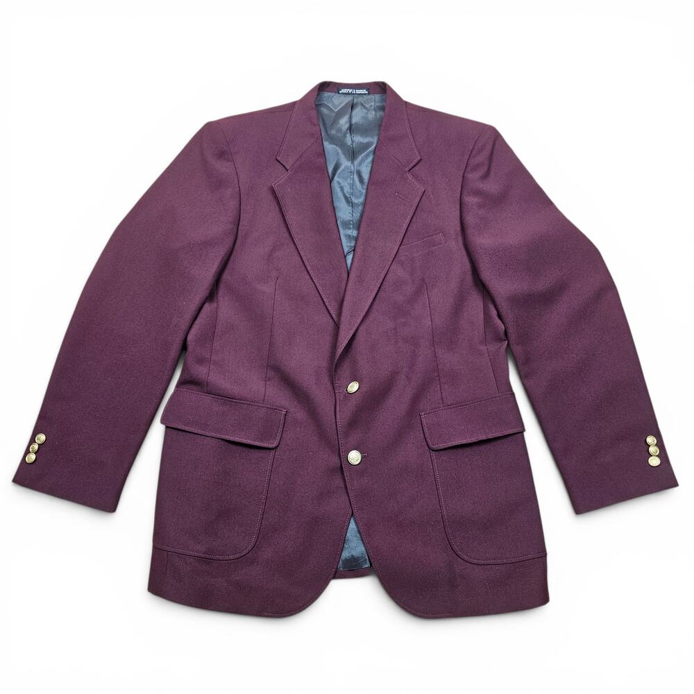 DAVID TAYLOR Blazer Men's 42L VTG 90's Burgundy Wool Sport Coat Business Casual